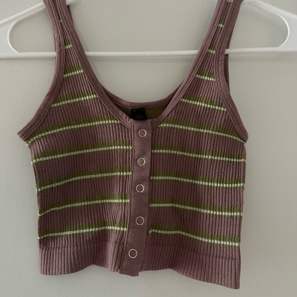 Urban outfitters striped cropped button tank, size xs